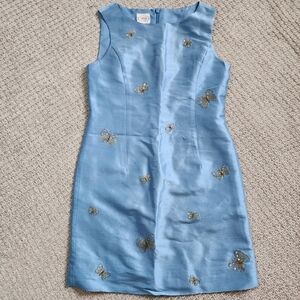 Vintage Talbots Silk Beaded Butterfly Dress Size 10